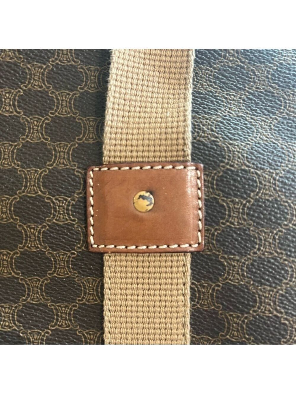 CELINE BROWN MACADAM COATED CANVAS JUMBO ZIPPERED TOTE - Picture 4 of 16